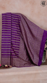 Lolipop Violet Pure Warm Silk Golden Zari Brocade with Rich Pallu Varanasi Saree